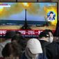 A TV screen shows a file image of North Korea&#39;s military exercise during a news program at the Seoul Railway Station in Seoul, South Korea, Friday, Oct. 14, 2022. North Korea’s military Tuesday, Dec. 6, 2022, says it has ordered frontline units to conduct artillery firings into the sea for the second consecutive day in a tit-for-tat response to South Korean live-fire drills in an inland border region. (AP Photo/Ahn Young-joon, File)