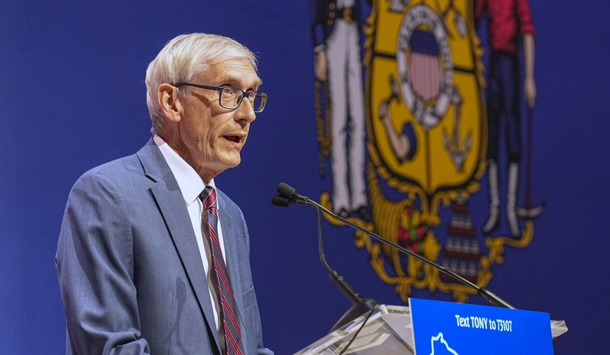 Wisconsin Democratic Gov. Tony Evers makes his acceptance speech on Nov. 9, 2022, in Madison, Wis., after winning the governorship election. Wisconsin&#39;s Republican representatives in Congress on Tuesday, Dec. 6, called on Evers to delete the video platform TikTok from all state government devices, including his own, calling it a national security threat. (AP Photo/Andy Manis, File)