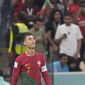Portugal&#39;s Cristiano Ronaldo look on during the World Cup round of 16 soccer match between Portugal and Switzerland, at the Lusail Stadium in Lusail, Qatar, Tuesday, Dec. 6, 2022. (AP Photo/Darko Bandic)