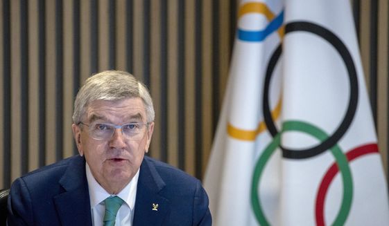 International Olympic Committee, IOC, President Thomas Bach attends the opening of the Executive Board meeting at the Olympic House in Lausanne, Switzerland, Dec. 5, 2022. (Denis Balibouse/Keystone via AP, Pool)