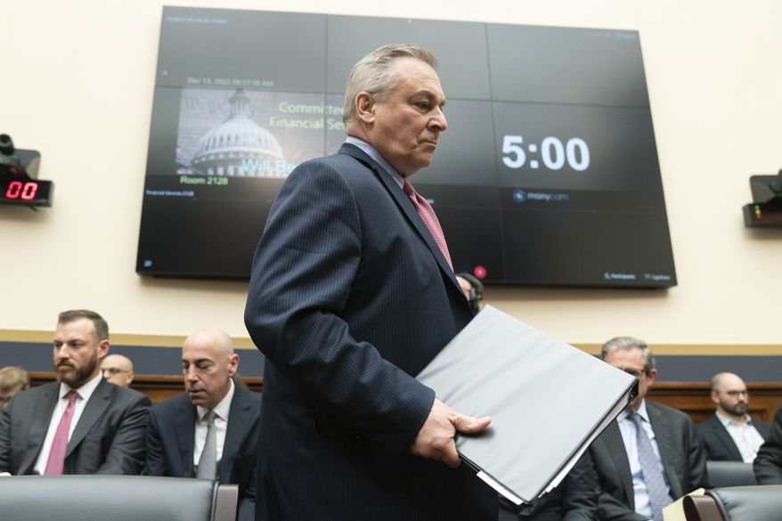 Crypto exchange FTX CEO John Ray, arrives to testify before the House Financial Services Committee on the collapse of crypto exchange FTX, Tuesday, Dec. 13, 2022, on Capitol Hill in Washington. (AP Photo/Manuel Balce Ceneta)