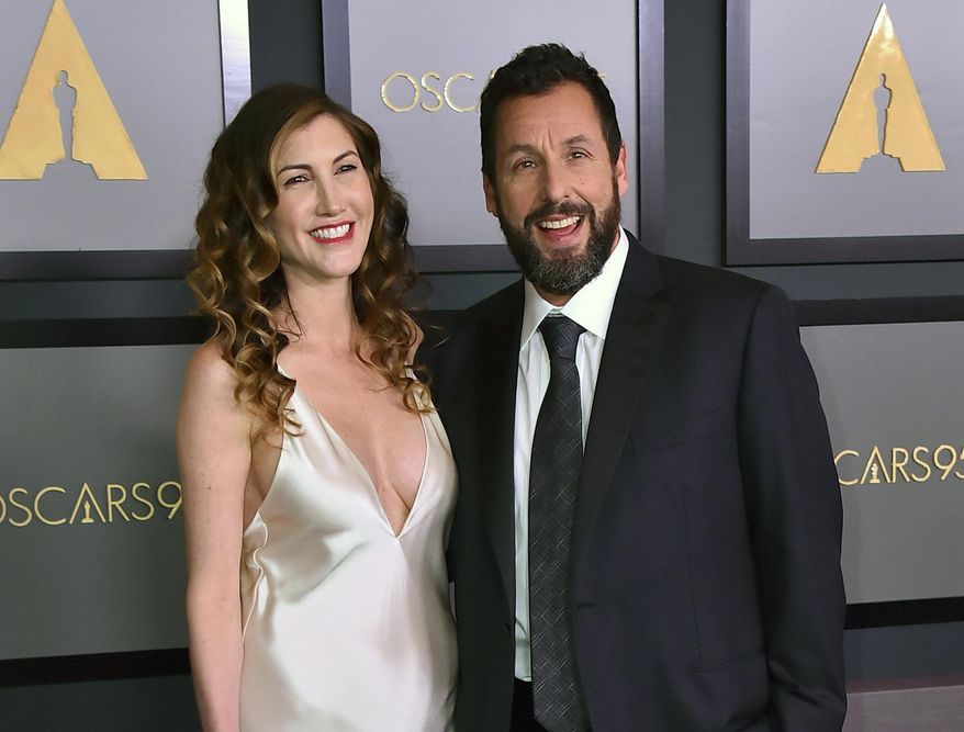 Jackie Sandler, left, and her husband Adam Sandler appear at the Governors Awards on Nov. 19, 2022, in Los Angeles. (Photo by Jordan Strauss/Invision/AP, File)