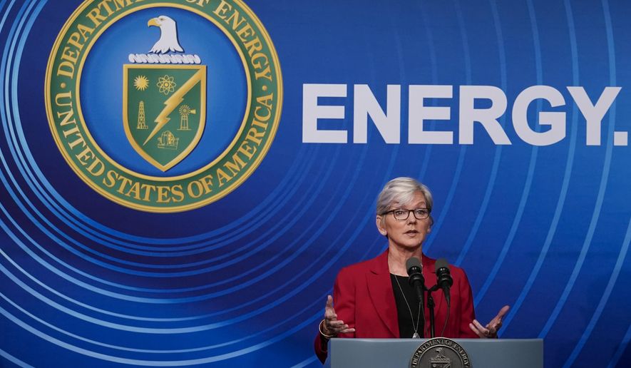 Secretary of Energy Jennifer Granholm announces a major scientific breakthrough in fusion research that was made at the Lawrence Livermore National Laboratory in California, during a news conference at the Department of Energy in Washington, Tuesday, Dec. 13, 2022. (AP Photo/J. Scott Applewhite)