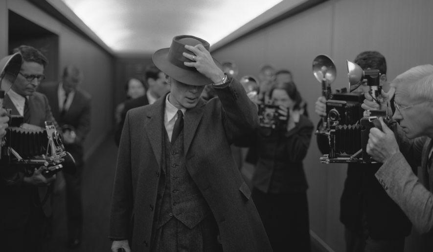 This image released by Universal Pictures shows Cillian Murphy as J. Robert Oppenheimer in a scene from the film &amp;quot;Oppenheimer,&amp;quot; written and directed by Christopher Nolan. (Universal Pictures via AP)