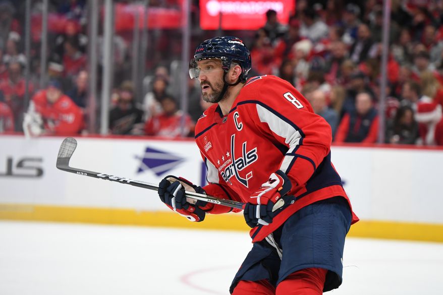 Washington Capitals left wing Alex Ovechkin (8) skating up ice during the 2nd period in an NHL game against the Toronto Maple Leafs at Capital One Arena in Washington D.C., December 17, 2022. (Photo by Billy Sabatini)