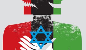 Illustration on Jordan and the Abraham Accords by Linas Garsys/The Washington Times