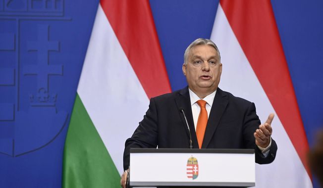 Hungarian Prime Minister Viktor Orban holds a year end international press conference at the government headquarters in Budapest, Hungary, Wednesday, Dec. 21, 2022. (Szilard Koszticsak/MTI via AP) ** FILE **