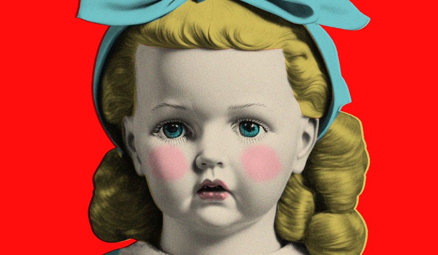 Illustration on the spiritual decline of the &quot;American Girl&quot; doll line by Linas Garsys/The Washington Times