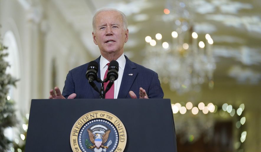 President Joe Biden speaks in the East Room of the White House ahead of the holidays, Thursday, Dec. 22, 2022, in Washington. (AP Photo/Patrick Semansky) ** FILE **