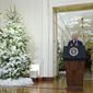 President Joe Biden speaks in the East Room of the White House ahead of the holidays, Thursday, Dec. 22, 2022, in Washington. (AP Photo/Patrick Semansky)
