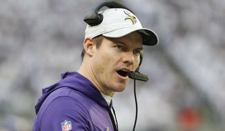 Minnesota Vikings head coach Kevin O&#39;Connell watches from the sideline during the second half of an NFL football game against the New York Giants, Saturday, Dec. 24, 2022, in Minneapolis. (AP Photo/Bruce Kluckhohn)