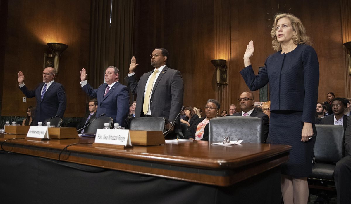 NextImg:Senate Democrats celebrate Biden’s 100th judicial confirmation, outpacing Trump