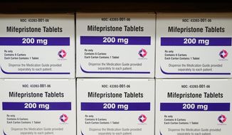 Boxes of the drug mifepristone sit on a shelf at the West Alabama Women&#39;s Center in Tuscaloosa, Ala., on March 16, 2022. On Tuesday, Jan. 3, 2023, the Food and Drug Administration finalized a rule change that allows women seeking abortion pills to get them through the mail, replacing a long-standing requirement that they pick up the medicine in person. (AP Photo/Allen G. Breed, File)