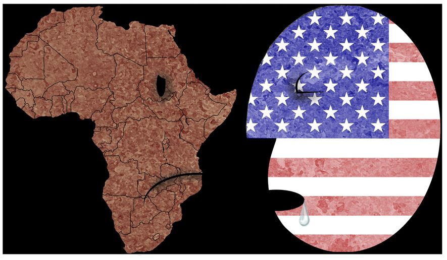 Illustration on the recent U.S./African nations summit by Alexander Hunter/The Washington Times