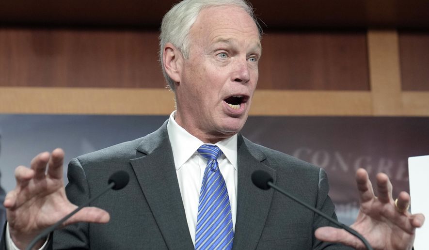 U.S. Sen. Ron Johnson, R-Wis., speaks during a news conference on spending, Dec. 14, 2022, on Capitol Hill in Washington. (AP Photo/Mariam Zuhaib) **FILE**