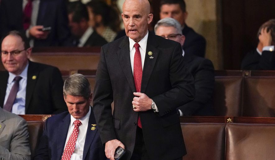Rep. Keith Self, R-Texas, votes for Rep. Byron Donalds, R-Fla., in the House chamber as the House meets for a second day to elect a speaker and convene the 118th Congress in Washington, Wednesday, Jan. 4, 2023. (AP Photo/Alex Brandon)