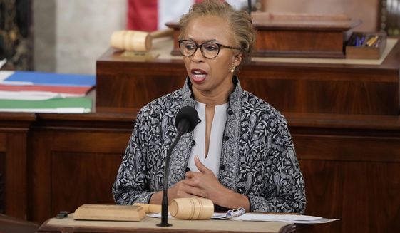 Clerk of the House Cheryl Johnson speaks in the House chamber as the House meets for a second day to elect a speaker and convene the 118th Congress in Washington, Wednesday, Jan. 4, 2023. (AP Photo/Andrew Harnik)