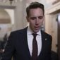 Sen. Josh Hawley, R-Mo., after Senate Republicans met behind closed doors to hold their leadership elections, at the Capitol in Washington, Wednesday, Nov. 16, 2022. (AP Photo/J. Scott Applewhite) **FILE**