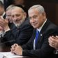Newly sworn-in Israeli Prime Minister Benjamin Netanyahu attends a cabinet meeting in Jerusalem, Dec. 29, 2022. Netanyahu&#39;s new government is vexing the Biden administration as it embarks on policies that U.S. officials fear will run counter to longstanding American goals. (AP Photo/Ariel Schalit, Pool, File)