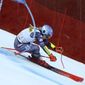 United States&#39; Mikaela Shiffrin speeds down the course during an alpine ski, women&#39;s World Cup giant slalom race, in Kranjska Gora, Slovenia, Sunday, Jan. 8, 2023. (AP Photo/Marco Trovati)