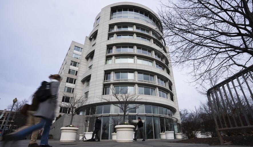 The building that housed office space of President Joe Biden&#x27;s former institute, the Penn Biden Center, is seen at the corner of Constitution and Louisiana Avenue NW, in Washington, Tuesday, Jan. 10, 2023. Potentially classified documents were found on Nov. 2, 2022, in a “locked closet” in the office, according to special counsel to the president Richard Sauber. The National Archives and Records Administration took custody of the documents the next day after being notified by the White House Counsel&#x27;s office. (AP Photo/Manuel Balce Ceneta)