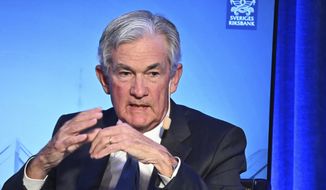 Federal Reserve Chair Jerome Powell participates in a panel during a Central Bank Symposium at the Grand Hotel in Stockholm, Sweden Tuesday, Jan. 10, 2023. (Claudio Bresciani/TT News Agency via AP)