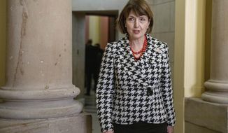 FILE - Rep. Cathy McMorris Rodgers, R-Wash., leaves the Speaker&#39;s office to walk to the House chamber, Friday, Jan. 6, 2023, to attend the 14th vote for speaker of the House, on Capitol Hill in Washington. (AP Photo/Jacquelyn Martin, File)
