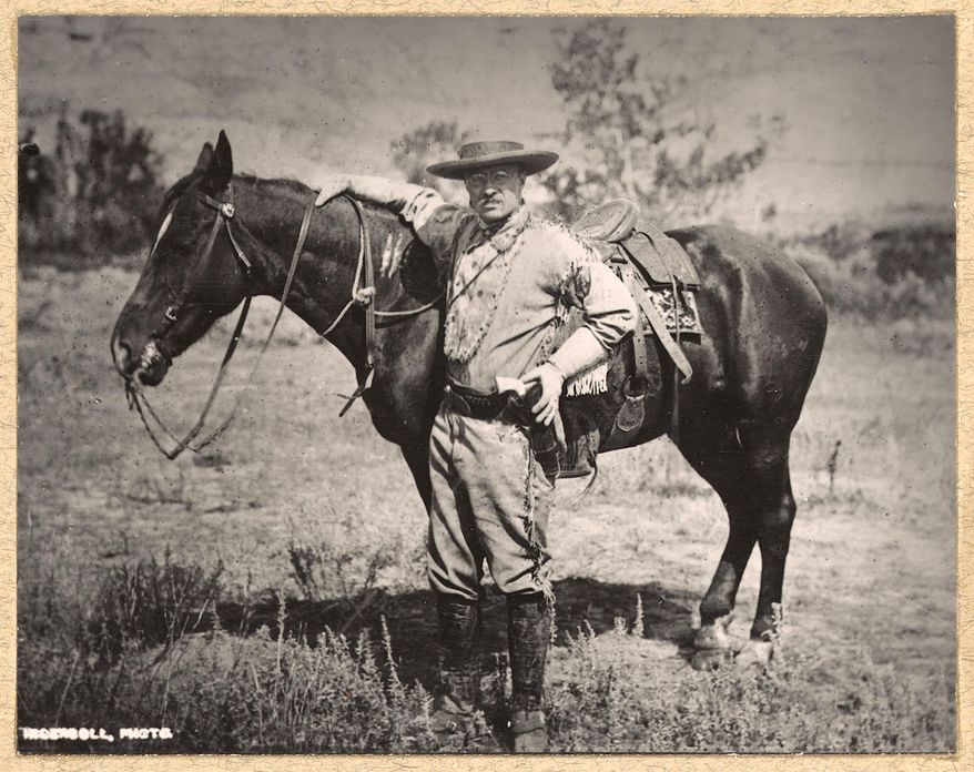 This 1884 photo provided by the Theodore Roosevelt Center shows Theodore Roosevelt in the Badlands of Dakota Territory. He became enamored with the rugged, beautiful territory. (AP Photo/Courtesy of the Theodore Roosevelt Center/Theodore Roosevelt Birthplace National Site)