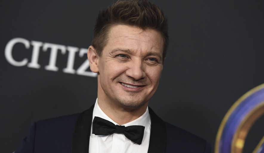 Jeremy Renner arrives at the premiere of &quot;Avengers: Endgame&quot; at the Los Angeles Convention Center on Monday, April 22, 2019. Renner says he is out of the hospital after he was seriously injured in a snow plow accident. In response to a Twitter post Monday about his TV series “Mayor of Kingstown,” Renner tweeted that other than the brain fog that remains, he is very excited to watch the next episode with his family at home. (Photo by Jordan Strauss/Invision/AP, File)