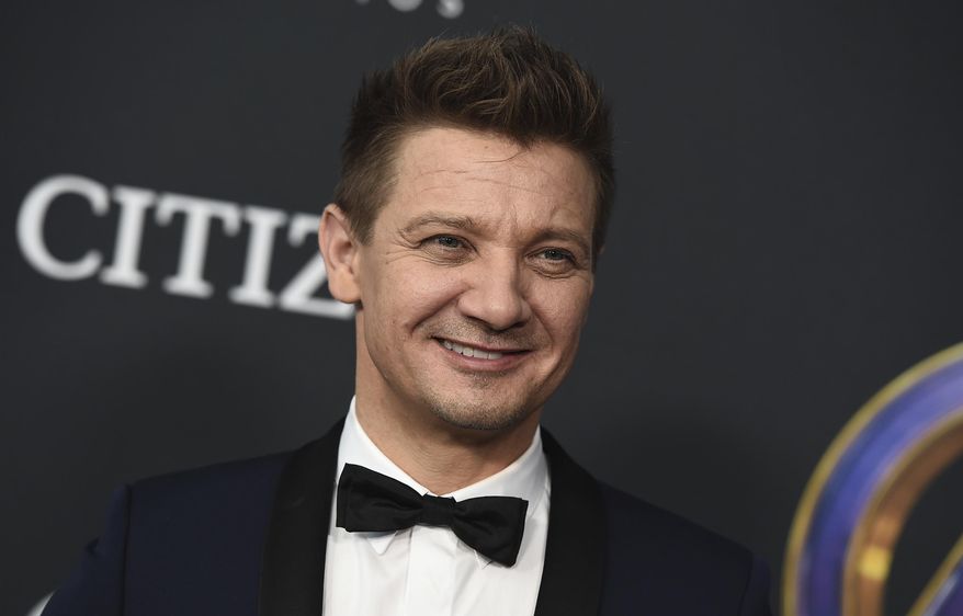 Jeremy Renner arrives at the premiere of &quot;Avengers: Endgame&quot; at the Los Angeles Convention Center on Monday, April 22, 2019. Renner says he is out of the hospital after he was seriously injured in a snow plow accident. In response to a Twitter post Monday about his TV series “Mayor of Kingstown,” Renner tweeted that other than the brain fog that remains, he is very excited to watch the next episode with his family at home. (Photo by Jordan Strauss/Invision/AP, File)