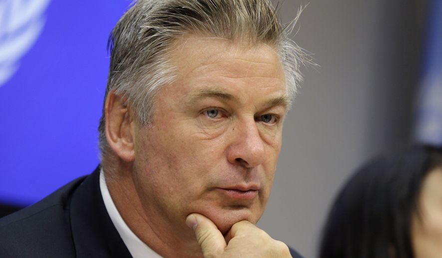 Actor Alec Baldwin attends a news conference at United Nations headquarters, on Sept. 21, 2015. A Santa Fe district attorney is prepared to announce whether to press charges in the fatal 2021 film-set shooting of a cinematographer by actor Baldwin during a rehearsal on the set of the Western movie “Rust.” Santa Fe District Attorney Mary Carmack-Altwies said a decision will be announced Thursday morning, Jan. 19, 2022, in a statement and on social media platforms. (AP Photo/Seth Wenig, File)
