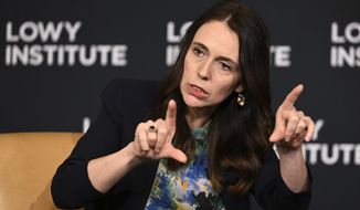 New Zealand&#39;s Prime Minister Jacinda Ardern gestures during an address at the Lowy Institute in Sydney, Australia, Thursday, July 7, 2022. Ardern, who was praised around the world for her handling of the nation’s worst mass shooting and the early stages of the coronavirus pandemic, said Thursday, Jan. 19, 2023, she was leaving office. (Dean Lewins/Pool Photo via AP, File)