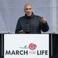 Former NFL football coach Tony Dungy speaks during the March for Life rally, Friday, Jan. 20, 2023, in Washington. (AP Photo/Patrick Semansky)