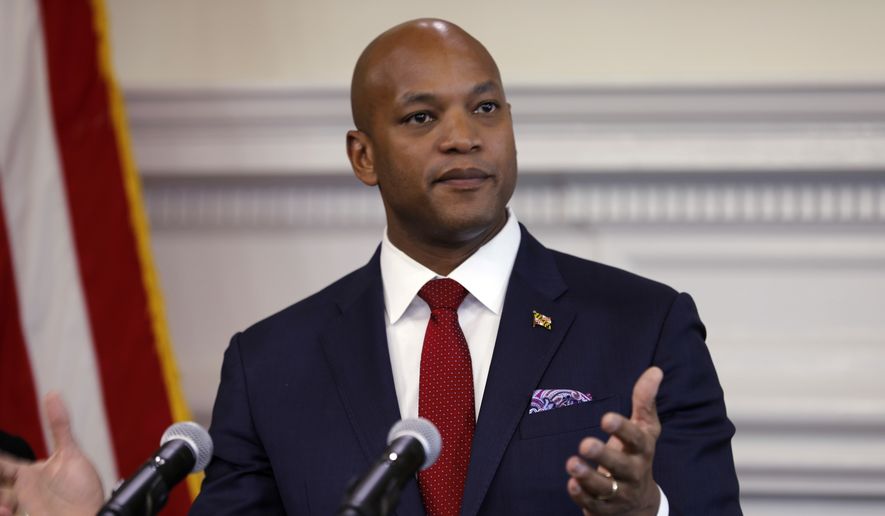 Maryland Gov. Wes Moore takes questions about his $63.1 billion budget plan during a news conference, Friday, Jan. 20, 2023, in Annapolis, Md. (AP Photo/Brian Witte)