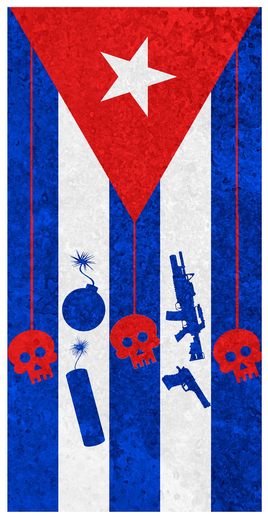 Illustration on Cuban sponsorship of terrorism by Alexander Hunter/The Washington Times