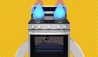 Gas-powered stoves (ovens) ban illustration by Linas Garsys / The Washington Times