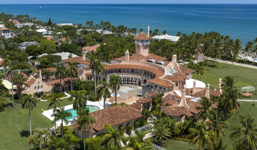 An aerial view of former President Donald Trump&#x27;s Mar-a-Lago club in Palm Beach, Fla., on Aug. 31, 2022. (AP Photo/Steve Helber, File)