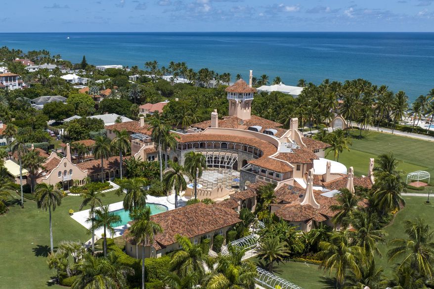 An aerial view of former President Donald Trump's Mar-a-Lago club in Palm Beach, Fla., on Aug. 31, 2022. (AP Photo/Steve Helber, File)