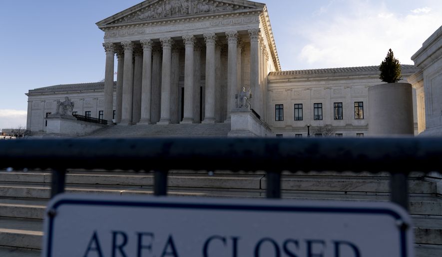 The Supreme Court convenes for a public non-argument session in Washington, Monday, Jan. 23, 2023. (AP Photo/Andrew Harnik)