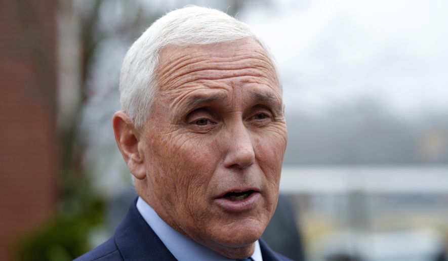 Former Vice President Mike Pence speaks with reporters, Dec. 6, 2022, at Garden Sanctuary Church of God in Rock Hill, S.C. Documents with classified markings were discovered in former Vice President Pence&#x27;s Indiana home last week, according to his attorney. (AP Photo/Meg Kinnard, File)