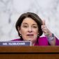 Sen. Amy Klobuchar, D-Minn., speaks during a Senate Judiciary Committee hearing to examine promoting competition and protecting consumers in live entertainment on Capitol Hill in Washington, Tuesday, Jan. 24, 2023. (AP Photo/Andrew Harnik) ** FILE **