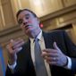 Sen. Mark Warner, D-Va., chair of the Senate Intelligence Committee, pauses to speak with reporters at the Capitol in Washington, Nov. 10, 2022. Members of the Senate intelligence committee say they should have access to classified documents that were discovered in the homes of President Joe Biden, former President Donald Trump and former Vice President Mike Pence.(AP Photo/J. Scott Applewhite, File)