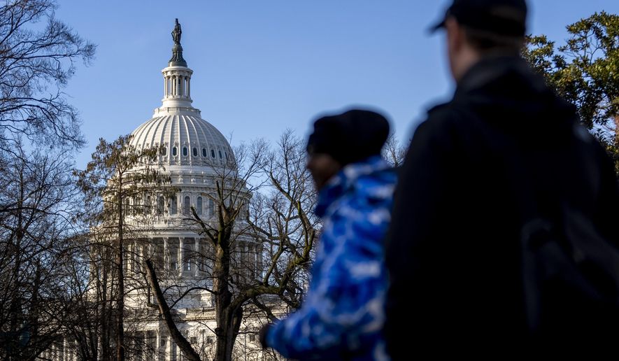 The Dome of the U.S. Capitol Building is visible on Capitol Hill in Washington, Monday, Jan. 23, 2023. (AP Photo/Andrew Harnik)