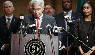 Shelby County District Attorney Steve Mulroy answers questions during a press conference on Thursday, Jan. 26, 2023, after five fired Memphis Police Officers were charged in the murder of Black motorist Tyre Nichols. (Mark Weber/Daily Memphian via AP)