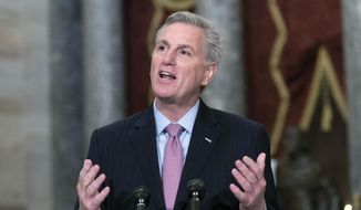Speaker of the House Kevin McCarthy, R-Calif., speaks during a news conference in Statuary Hall at the Capitol in Washington, Jan.12, 2023. (AP Photo/Jose Luis Magana, File)