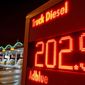 The diesel price for trucks is displayed at a gas station in Frankfurt, Germany, Friday, Jan. 27, 2023. A European ban on imports of diesel fuel and other products made from crude oil in Russian refineries takes effect Feb. 5. The goal is to stop feeding Russia&#39;s war chest, but it&#39;s not so simple. Diesel prices have already jumped since the war started on Feb. 24, and they could rise again. (AP Photo/Michael Probst)