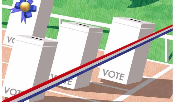 Illustration on ranked choice voting by Alexander Hunter/The Washington Times