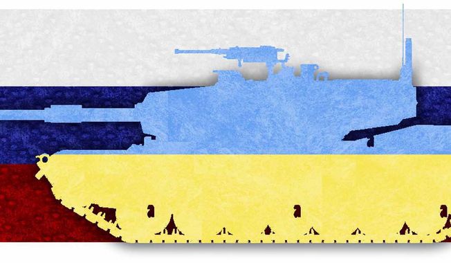 Illustration on sending tanks to Ukraine by Alexander Hunter/The Washington Times