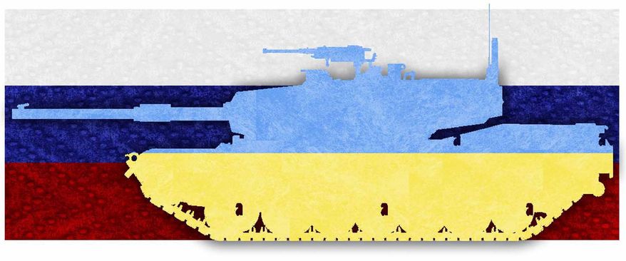Illustration on sending tanks to Ukraine by Alexander Hunter/The Washington Times