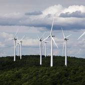 Windmills catch the wind blowing on Stetson Mountain, in Range 8, Township 3, Maine, in this July 14, 2009 file photo. (AP Photo/Robert F. Bukaty, files)